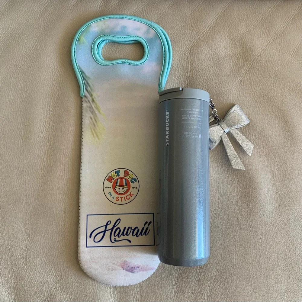 Hawaii Hot Dog Stick Holder koozie wine water bottle tote bag carrying case NEW